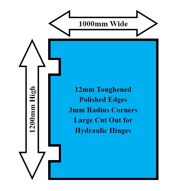 Glass Hydraulic Hinge Panel 1000 x 1200