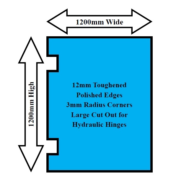 Glass Hydraulic Hinge Panel 1200 x 1200