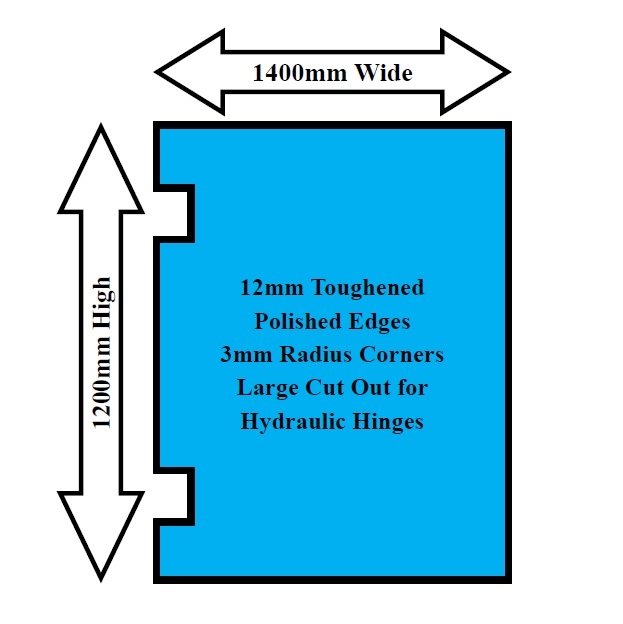 Glass Hydraulic Hinge Panel 1400 x 1200